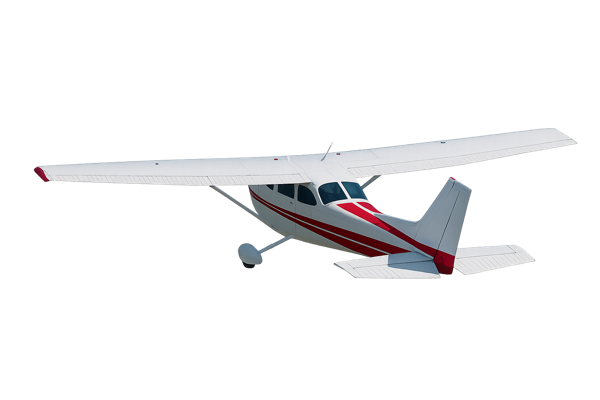 Small airplane over jungle