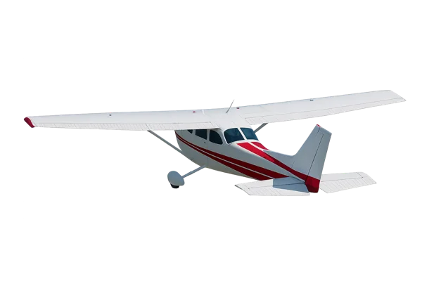 Small airplane over jungle
